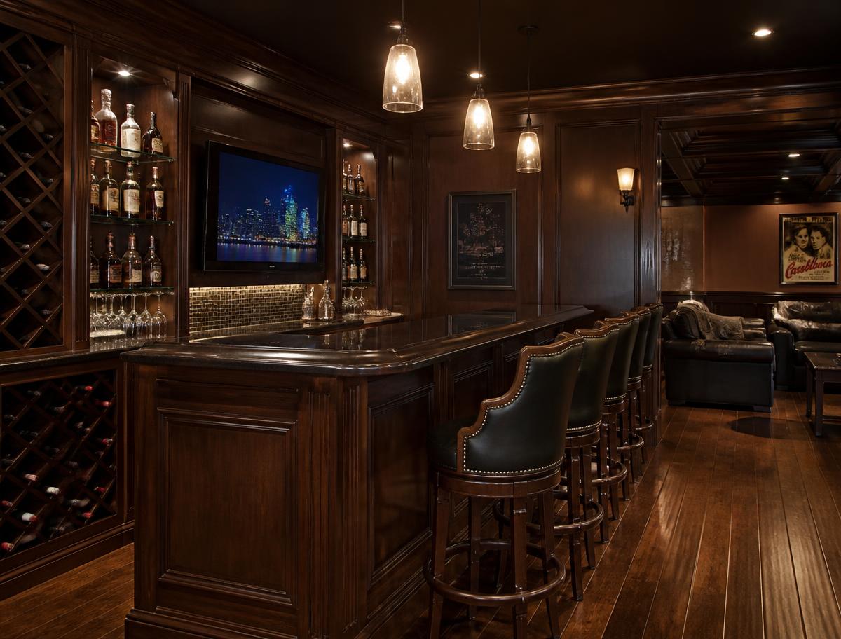 Kitchens & Dining — Custom home bar and wine storage millwork
